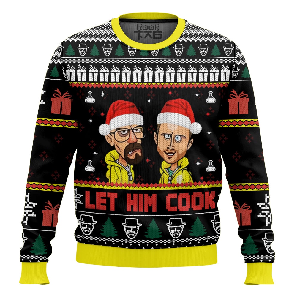 Hooktab Let Him Cook Breaking Bad Ugly Christmas Sweater Hooktab Let Him Cook Breaking Bad Ugly Christmas Sweater