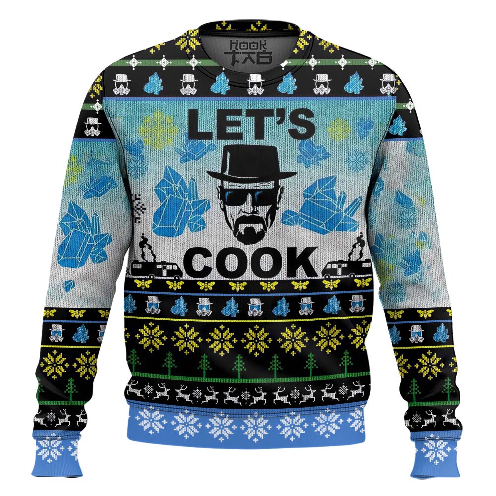 Hooktab Let's Cook Breaking Bad Ugly Christmas Sweater Hooktab Let's Cook Breaking Bad Ugly Christmas Sweater