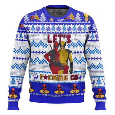 Let's Fxcking Go Deadpool & Wolverine - Blue Ugly Christmas Sweater