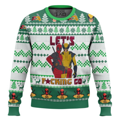Let's Fxcking Go Deadpool & Wolverine - Green Ugly Christmas Sweater