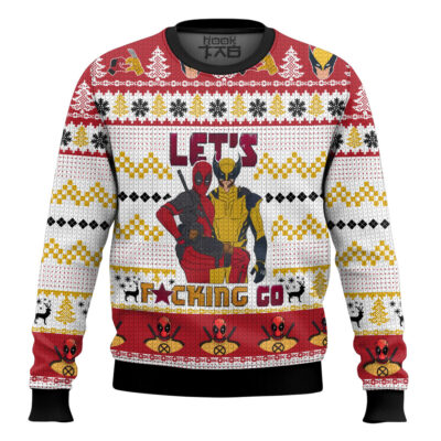 Let's Fxcking Go Deadpool & Wolverine - Red Ugly Christmas Sweater