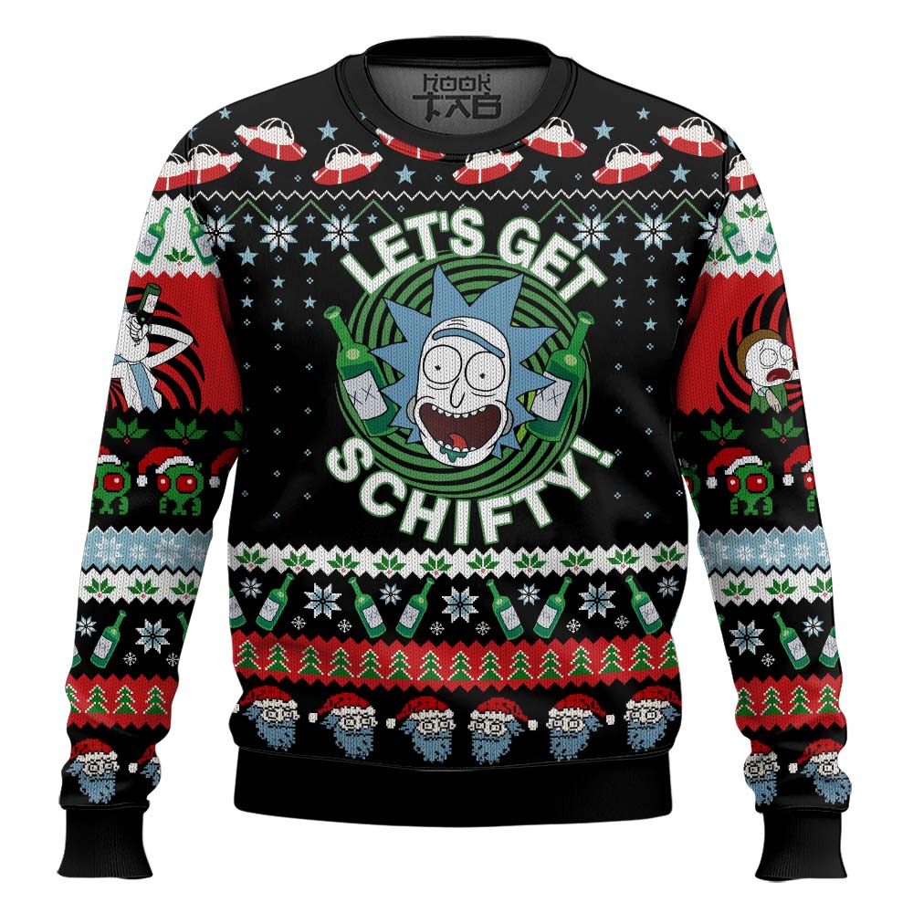 Hooktab Let's Get Schwifty Rick And Morty Ugly Christmas Sweater Hooktab Let's Get Schwifty Rick And Morty Ugly Christmas Sweater