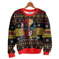 Hooktab Let's Go Deadpool & Wolverine Ugly Christmas Sweater