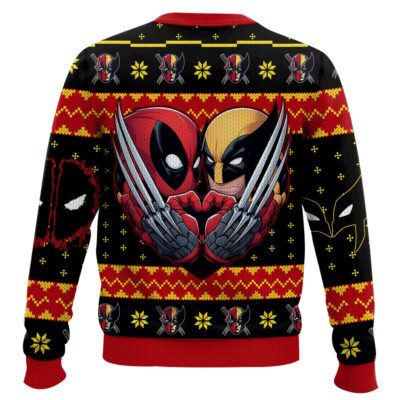 Hooktab Let’s Take A Selfie Deadpool & Wolverine Ugly Christmas Sweater