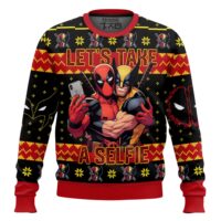 Hooktab Let's Take A Selfie Deadpool & Wolverine Ugly Christmas Sweater