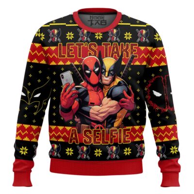 Let's Take A Selfie Deadpool & Wolverine Ugly Christmas Sweater