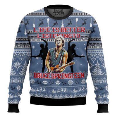 Life Is Better Listening To Bruce Springsteen Ugly Christmas Sweater