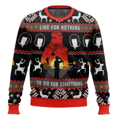 Live For Nothing Die For Something Rambo Ugly Christmas Sweater