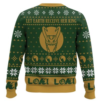 Hooktab Loki Let Earth Receive Her King Marvel Ugly Christmas Sweater