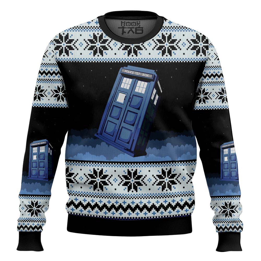Hooktab London Police Box Doctor Who Ugly Christmas Sweater Hooktab London Police Box Doctor Who Ugly Christmas Sweater