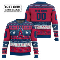 Hooktab Los Angeles Angels - Custom Name And Number Ugly Sweater