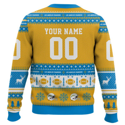 Hooktab Los Angeles Chargers – Custom Name And Number Ugly Sweater