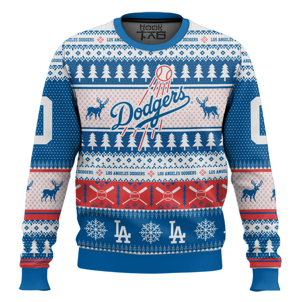 Hooktab Los Angeles Dodgers - Custom Name And Number Ugly Sweater Hooktab Los Angeles Dodgers - Custom Name And Number Ugly Sweater