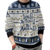 Hooktab Love Actually Is All Around Ugly Christmas Sweater