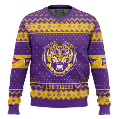 LSU Tigers - Custom Name And Number Ugly Christmas Sweater