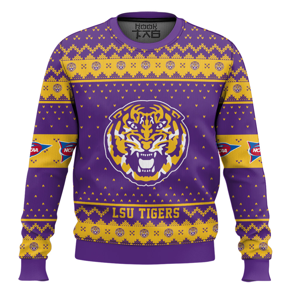 Hooktab LSU Tigers - Custom Name And Number Ugly Christmas Sweater Hooktab LSU Tigers - Custom Name And Number Ugly Christmas Sweater