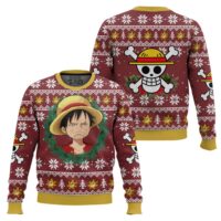 Hooktab Luffy Funny Face One Piece Ugly Christmas Sweater
