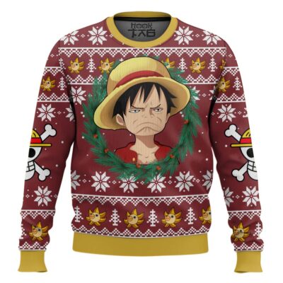 Luffy Funny Face One Piece Ugly Christmas Sweater