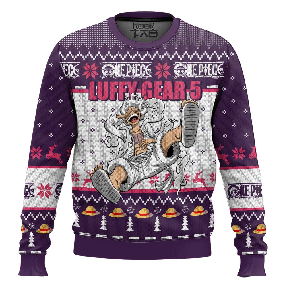 Hooktab Luffy Gear 5 One Piece Ugly Christmas Sweater Hooktab Luffy Gear 5 One Piece Ugly Christmas Sweater