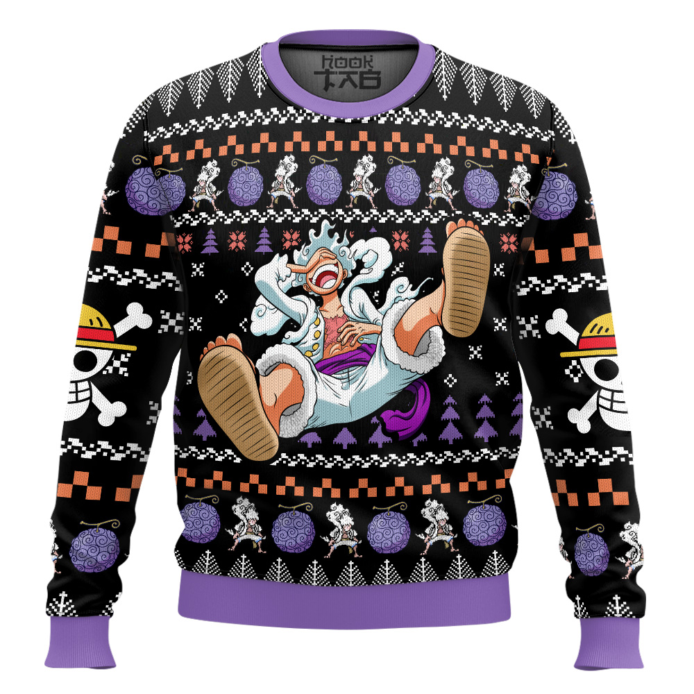 Hooktab Luffy Nika One Piece Ugly Christmas Sweater Hooktab Luffy Nika One Piece Ugly Christmas Sweater