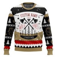 Hooktab Lumberjack Chop Wild Pines - Custom Name Ugly Christmas Sweater