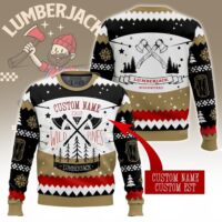 Hooktab Lumberjack Chop Wild Pines - Custom Name Ugly Christmas Sweater