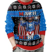 Hooktab Macho Man Macho Merica WWE Ugly Christmas Sweater