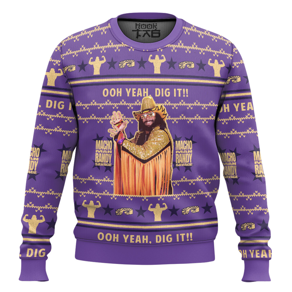 Hooktab Macho Man Oh Yeah Dig It WWE Ugly Christmas Sweater Hooktab Macho Man Oh Yeah Dig It WWE Ugly Christmas Sweater