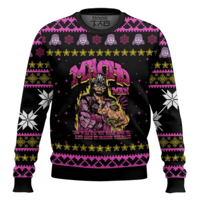 Macho Man You Will Eat My Rear Rockets WWE Ugly Christmas Sweater