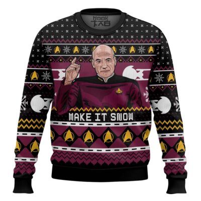 Make It Snow Captain Picard Star Trek Ugly Christmas Sweater