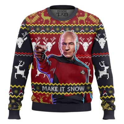 Make It Snow Jean-Luc Picard Star Trek Ugly Christmas Sweater