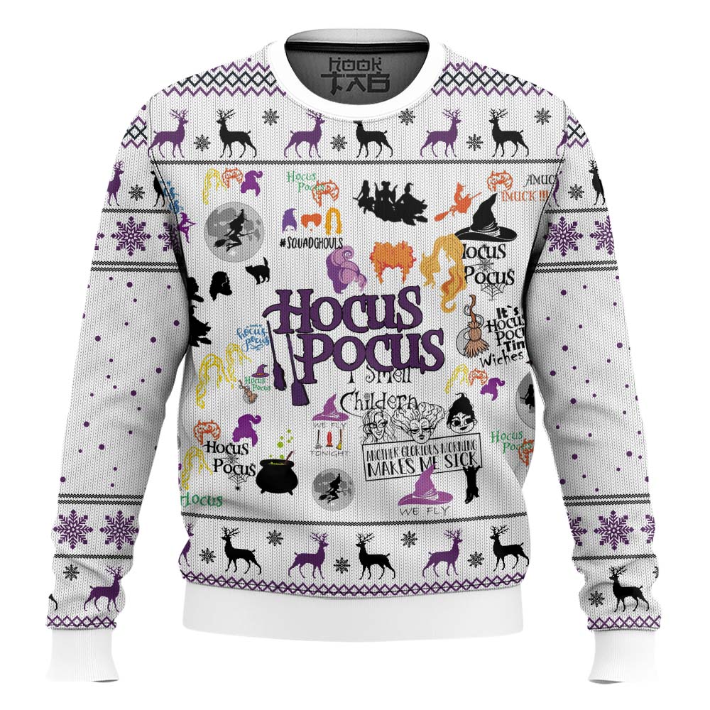 Hooktab Make Me Sick Hocus Pocus Ugly Christmas Sweater Hooktab Make Me Sick Hocus Pocus Ugly Christmas Sweater