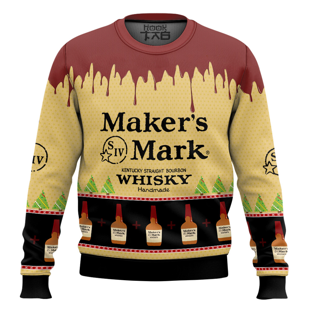 Hooktab Maker's Mark Whisky Ugly Christmas Sweater Hooktab Maker's Mark Whisky Ugly Christmas Sweater