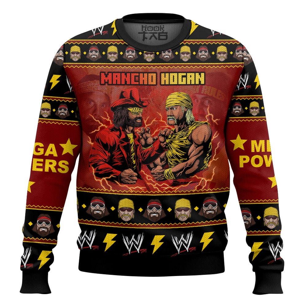 Hooktab Mancho Hogan WWE Ugly Christmas Sweater Hooktab Mancho Hogan WWE Ugly Christmas Sweater