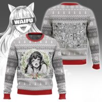 Hooktab Manga Girl Waifu Ahegao Ugly Christmas Sweater