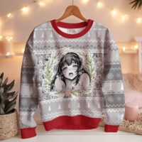 Hooktab Manga Girl Waifu Ahegao Ugly Christmas Sweater