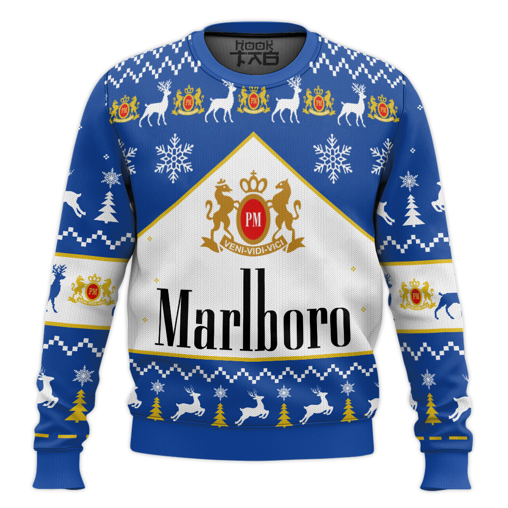 Hooktab Marlboro Cool Menthol Ugly Christmas Sweater Hooktab Marlboro Cool Menthol Ugly Christmas Sweater