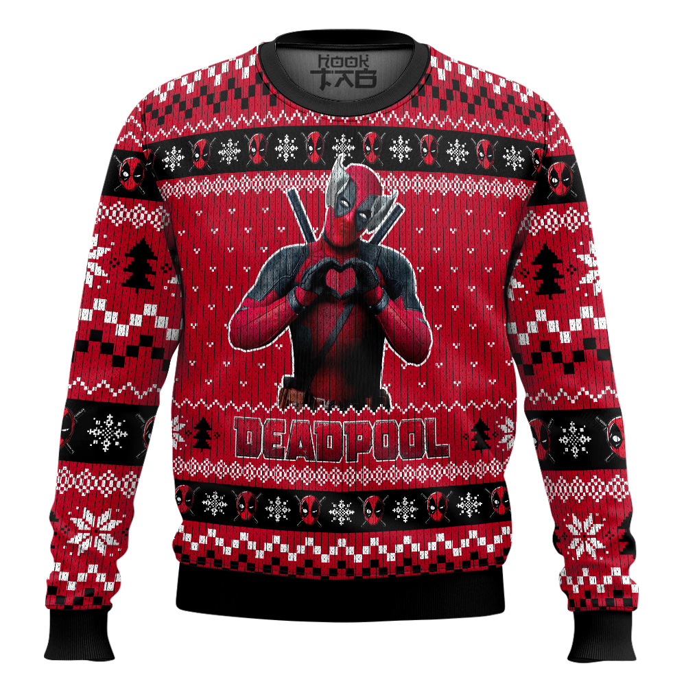 Hooktab Marvel Deadpool Ugly Christmas Sweater Hooktab Marvel Deadpool Ugly Christmas Sweater