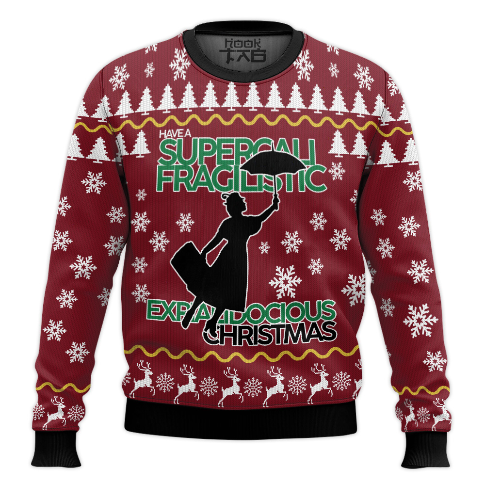 Hooktab Mary Poppins Ugly Christmas Sweater Hooktab Mary Poppins Ugly Christmas Sweater