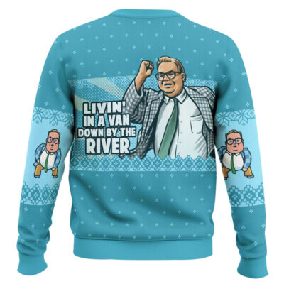 Hooktab Matt Foley Livin’ In A Van Down By The River Saturday Night Live Ugly Christmas Sweater