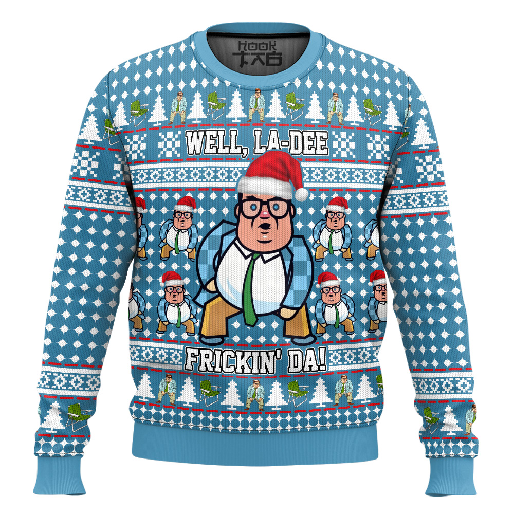 Hooktab Matt Foley Well, La Dee Frickin-Da Saturday Night Live Ugly Christmas Sweater Hooktab Matt Foley Well, La Dee Frickin-Da Saturday Night Live Ugly Christmas Sweater