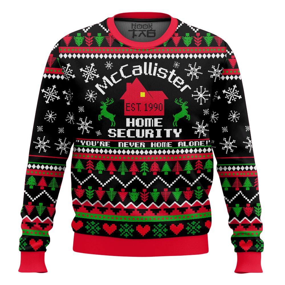 Hooktab Mccallister Home Security Home Alone Ugly Christmas Sweater Hooktab Mccallister Home Security Home Alone Ugly Christmas Sweater