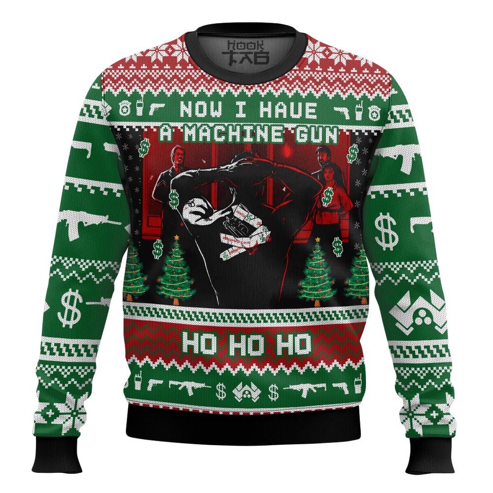 Hooktab McClain Now I Have A Machine Gun Die Hard Ugly Christmas Sweater Hooktab McClain Now I Have A Machine Gun Die Hard Ugly Christmas Sweater