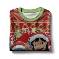 Hooktab Mele Kalikimaka Lilo And Stitch Ugly Christmas Sweater