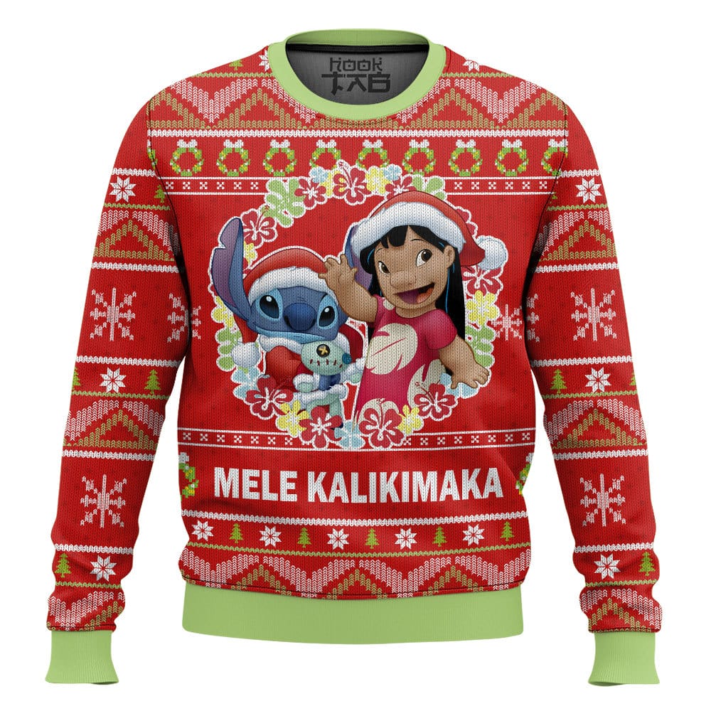 Hooktab Mele Kalikimaka Lilo And Stitch Ugly Christmas Sweater Hooktab Mele Kalikimaka Lilo And Stitch Ugly Christmas Sweater