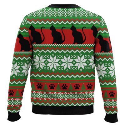 Hooktab Meowy Christmas Black Cat Tree Ugly Christmas Sweater