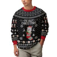 Hooktab Meowy Christmas Woman Yelling At A Cat Meme Ugly Christmas Sweater