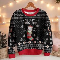 Hooktab Meowy Christmas Woman Yelling At A Cat Meme Ugly Christmas Sweater