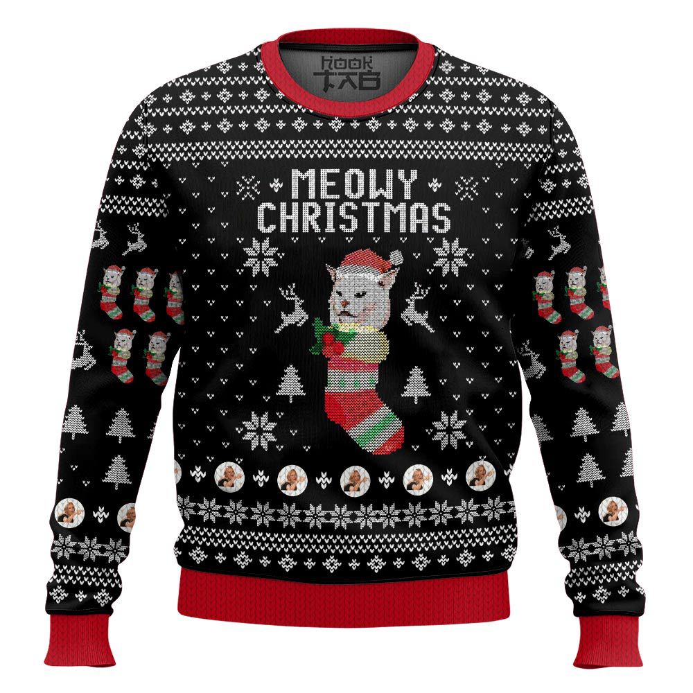 Hooktab Meowy Christmas Woman Yelling At A Cat Meme Ugly Christmas Sweater Hooktab Meowy Christmas Woman Yelling At A Cat Meme Ugly Christmas Sweater