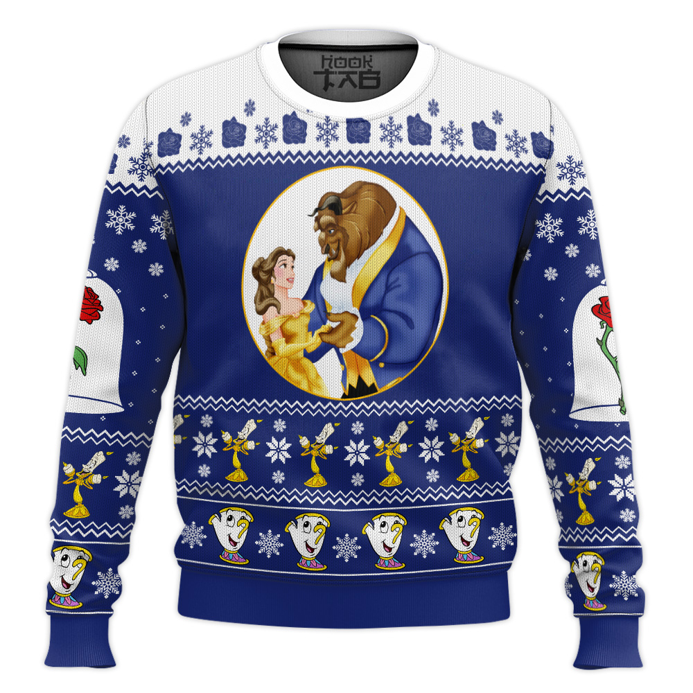 Hooktab Merry Beastmas Disney Ugly Christmas Sweater Hooktab Merry Beastmas Disney Ugly Christmas Sweater